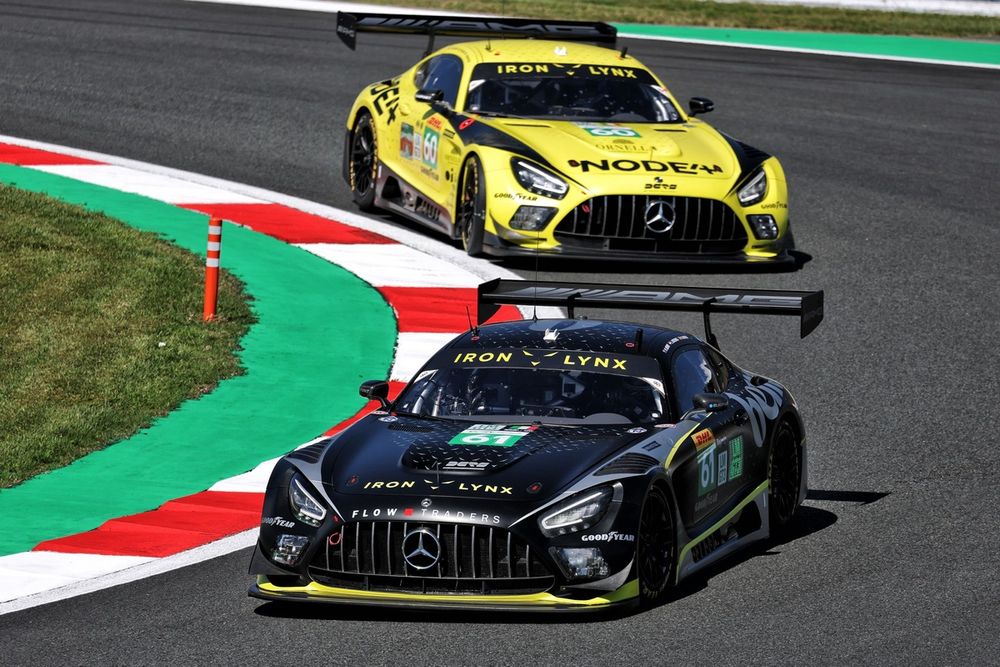 #61 Iron Lynx Mercedes-AMG LMGT3: Martin Berry, Lin Hodenius, Maxime Martin, #60 Iron Lynx Mercedes-AMG LMGT3: Andrew Gilbert, Lorcan Hanafin, Fran Rueda