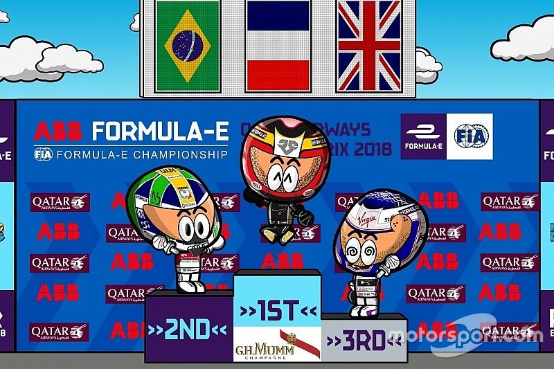 El podio del ePrix de Par&iacute;s 2018 de F&oacute;rmula E, por MinEDrivers