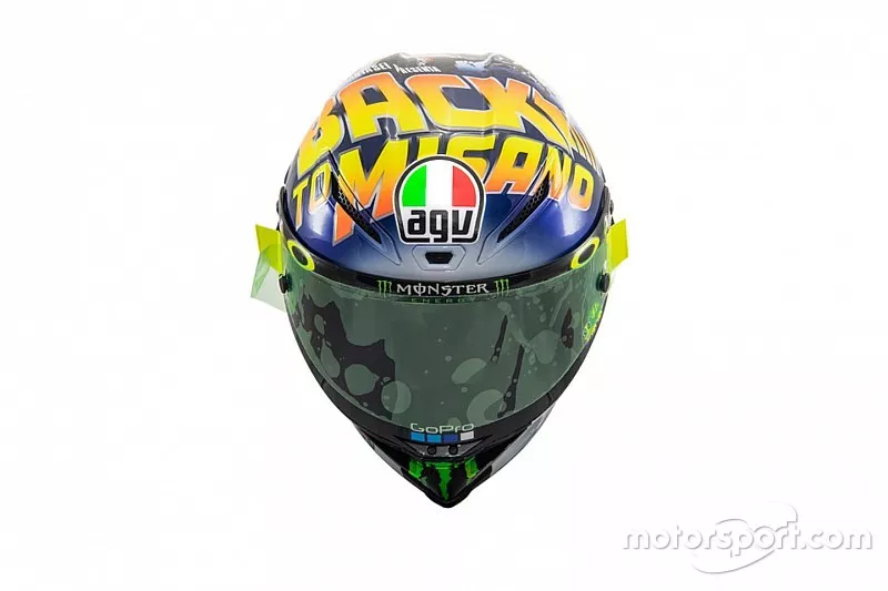 Le casque sp&eacute;cial "Back to Misano" de Valentino Rossi, Yamaha Factory Racing