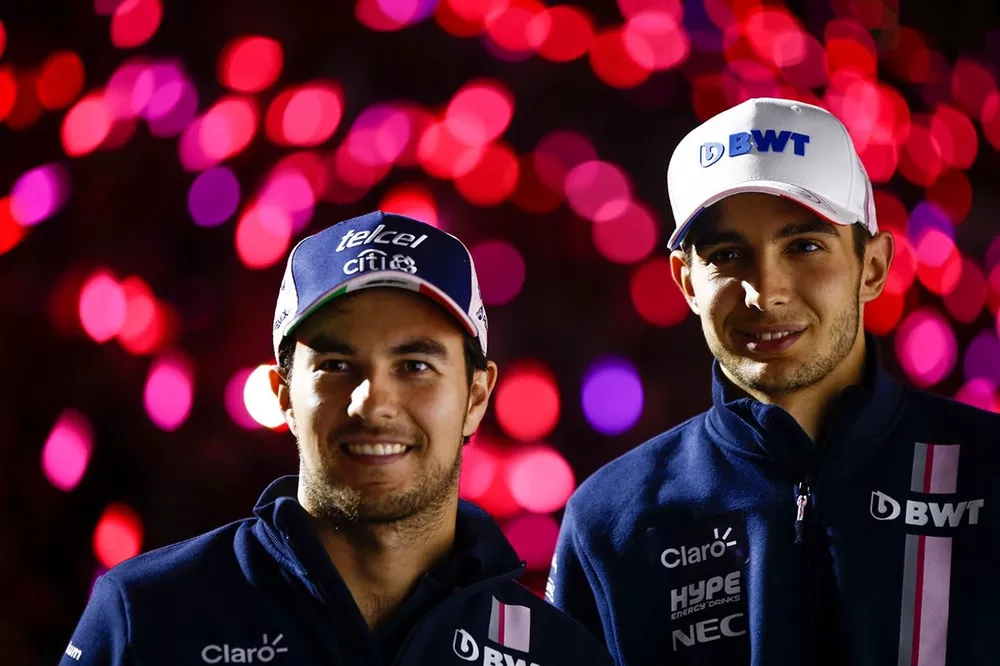 Sergio P&eacute;rez, Racing Point Force India, y Esteban Ocon, Racing Point Force India