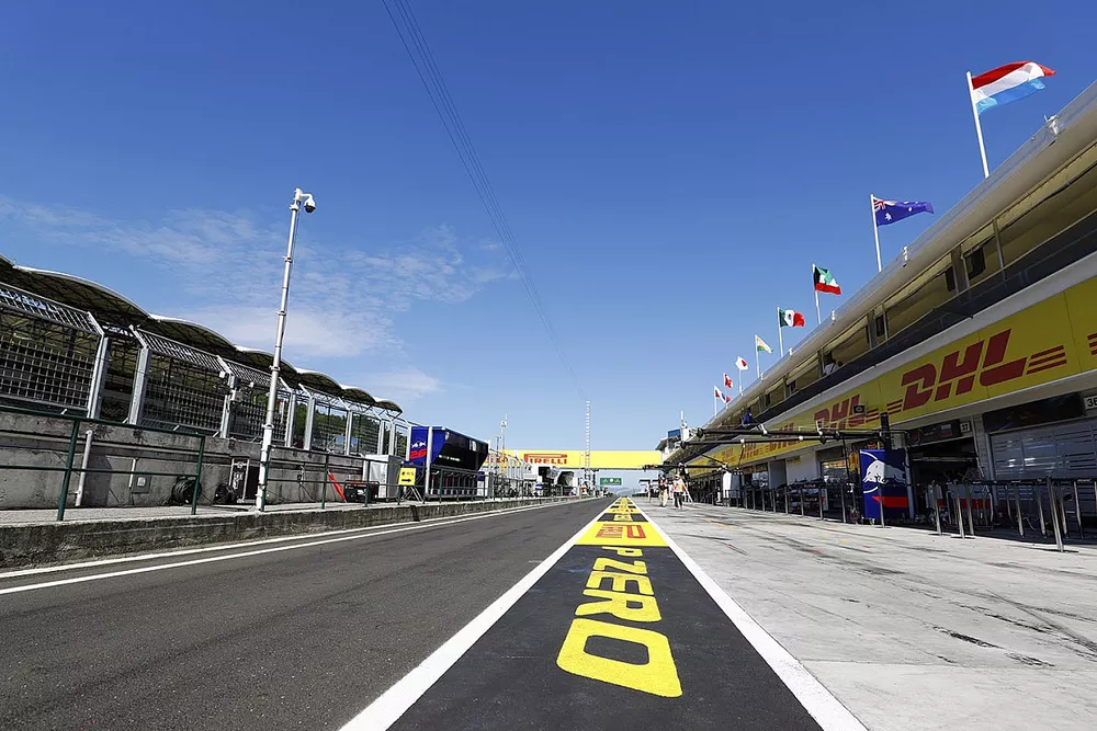 Pirelli branding in a scenic view of the Hungaroring
