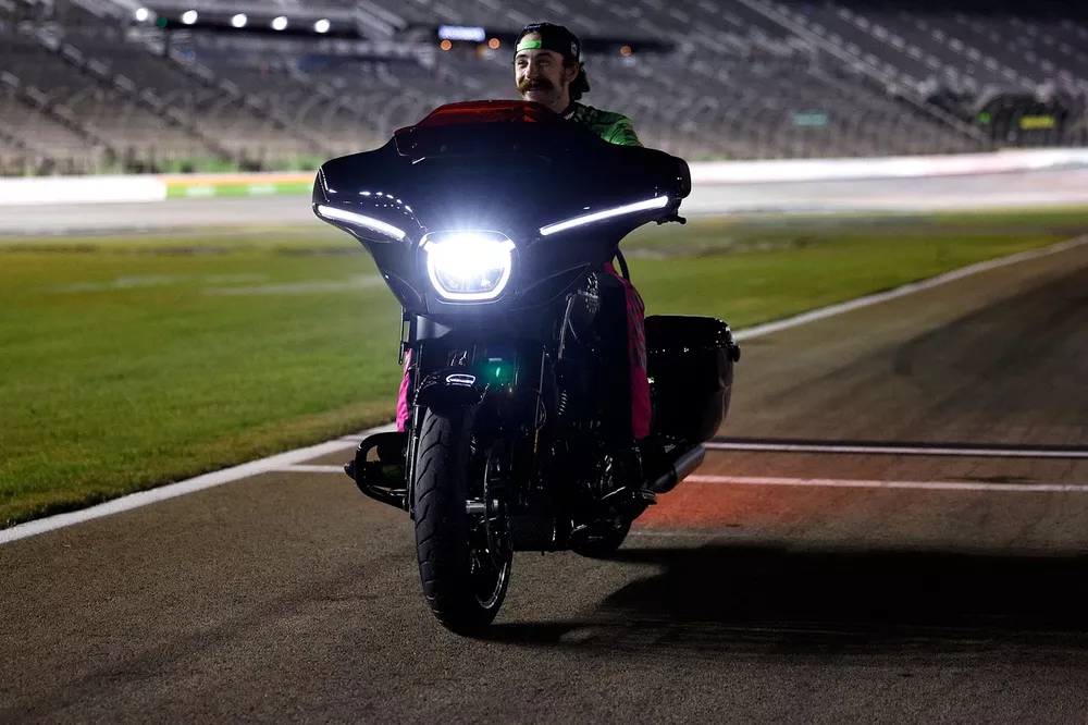 Ryan Blaney with limited edition Harley-Davidson motorcycle