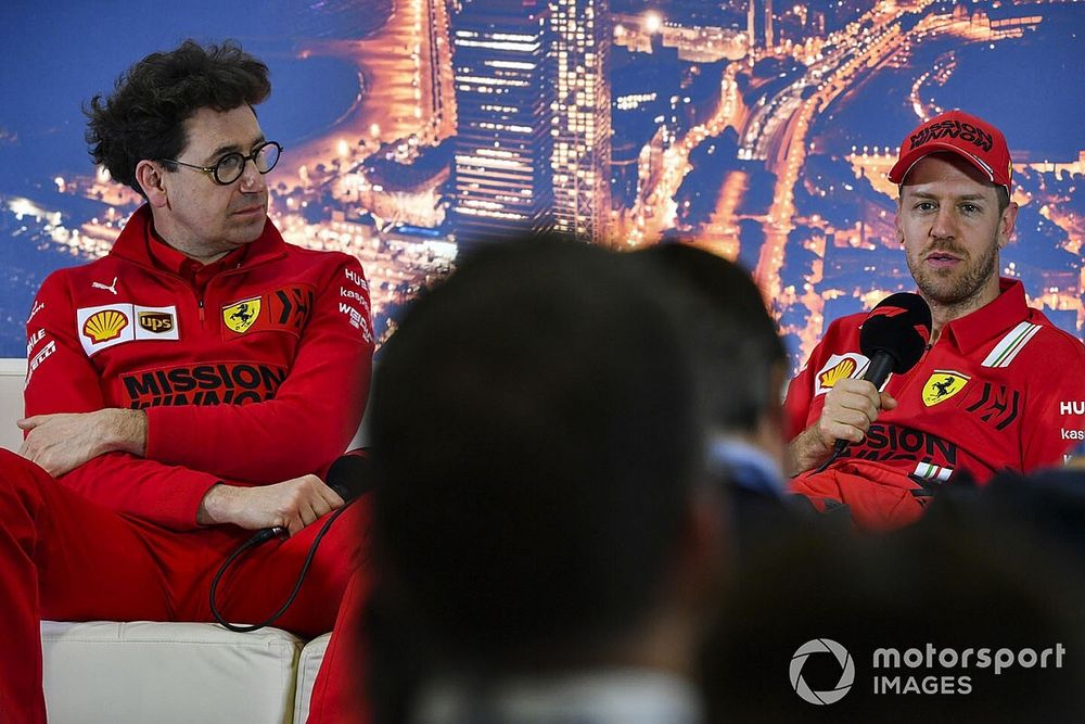 Mattia Binotto, director de la escudería Ferrari, y Sebastian Vettel, Ferrari 