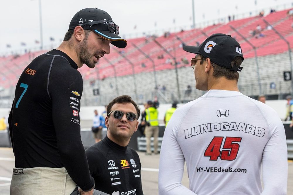 Alexander Rossi, Arrow McLaren Chevrolet, Christian Lundgaard, Rahal Letterman Lanigan Racing Honda, Devlin DeFrancesco, Andretti Steinbrenner Autosport Honda