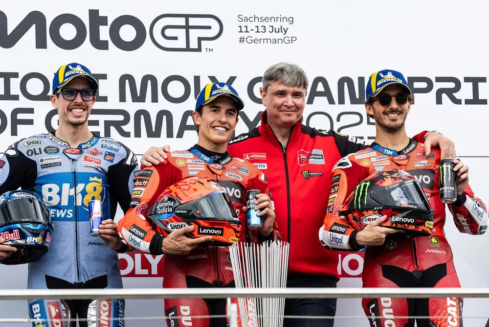 Podium: Race winner Marc Marquez, Ducati Team, second place Alex Marquez, Gresini Racing, third place Francesco Bagnaia, Ducati Team