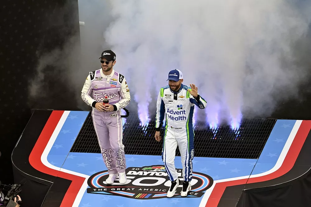 Ross Chastain, TrackHouse Racing, AdventHealth Chevrolet Camaro and Daniel Suarez, TrackHouse Racing, Tootsies Orchid Lounge Chevrolet Camaro