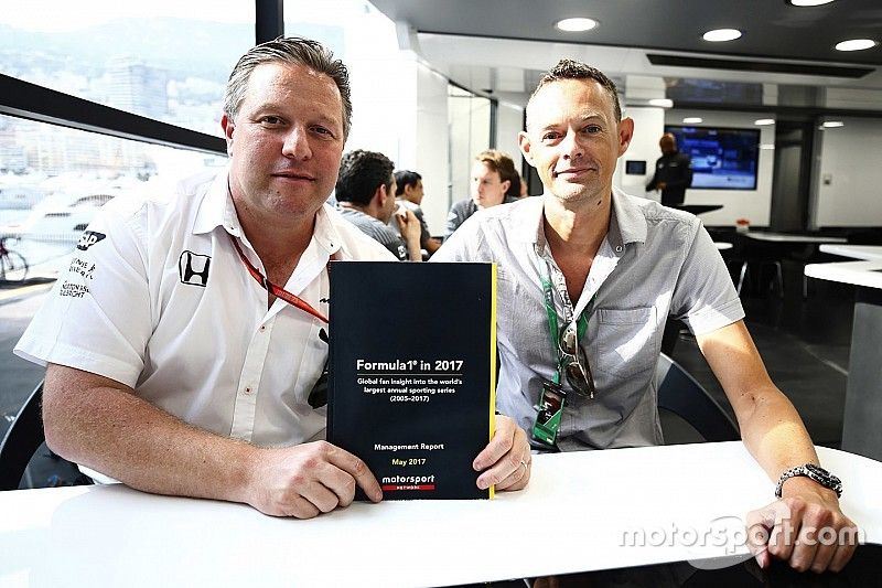 Motorsport Network Chairman Zak Brown and Editor-in-chief Charles Bradley with the results from the 