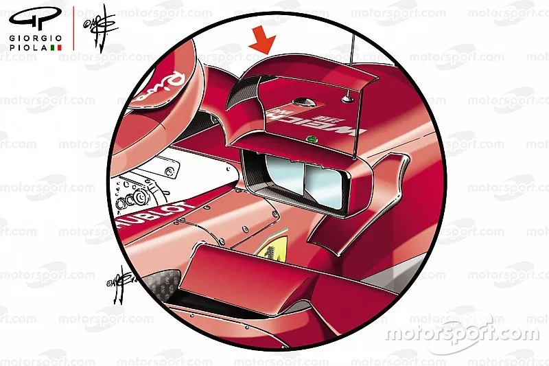Ferrari SF71H, specchietto montato sull'Halo al GP di Spagna