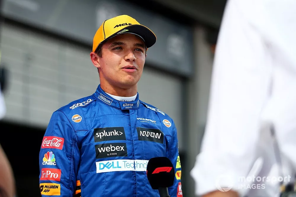 Segundo puesto Lando Norris, McLaren en Parc Ferme