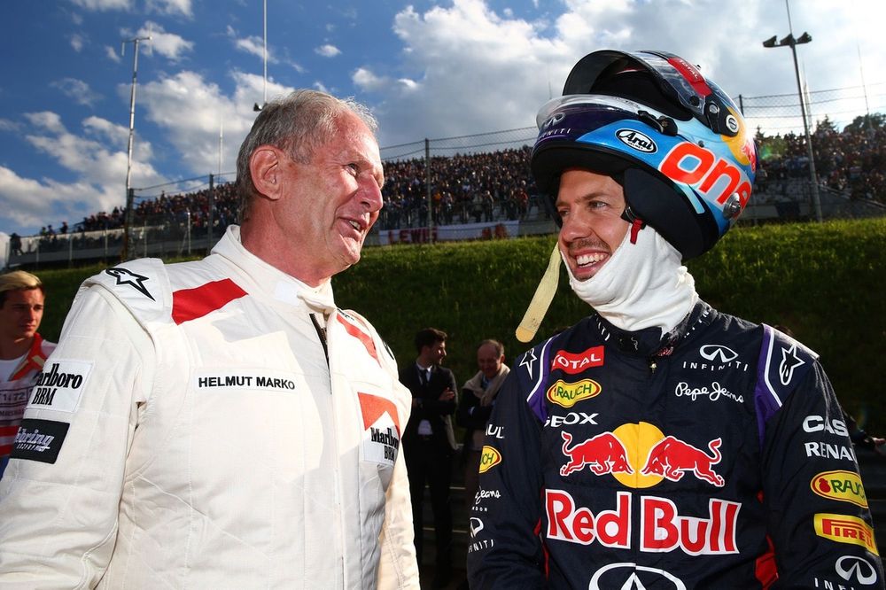 Dr Helmut Marko, Red Bull Motorsport Consultant, Sebastian Vettel, Red Bull Racing