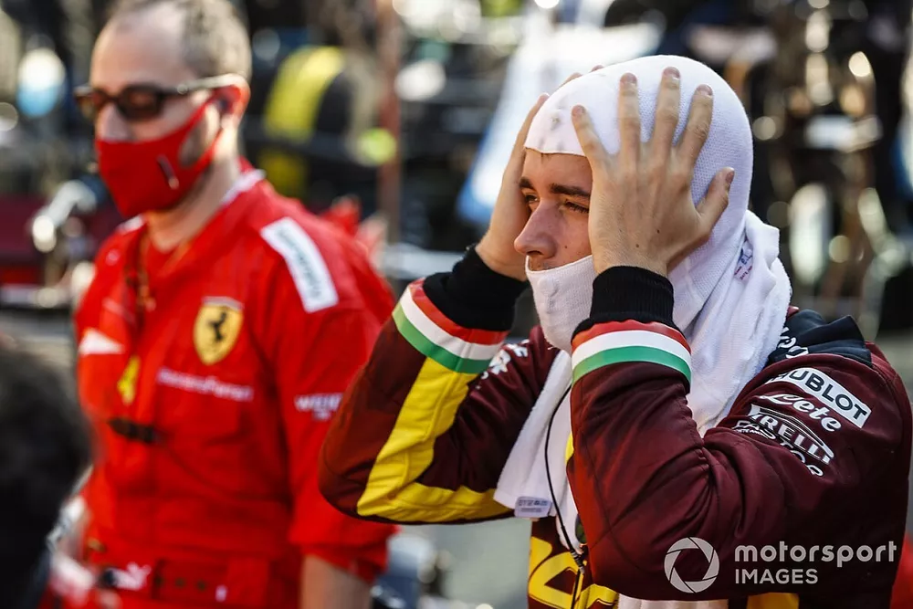 Charles Leclerc, Ferrari, in the pit lane