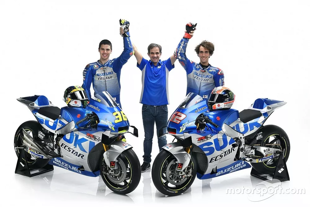 Joan Mir, Alex Rins, Team Suzuki MotoGP e Davide Brivio, Team manager Team Suzuki MotoGP