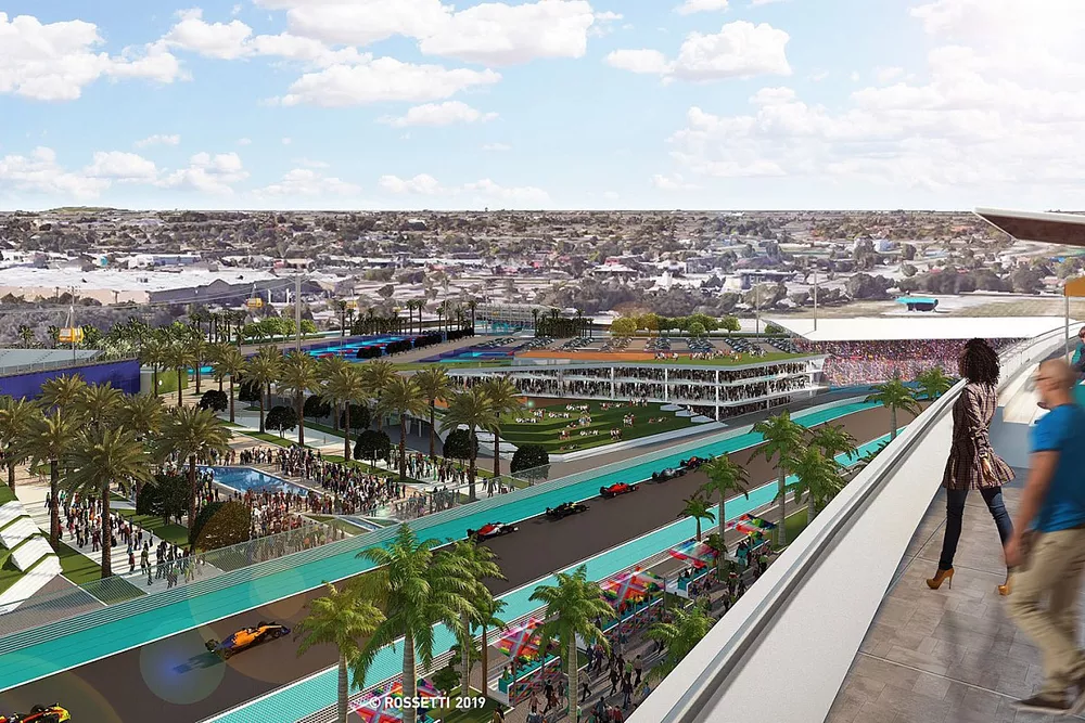 Boceto del circuito de Miami alrededor del Hard Rock Stadium