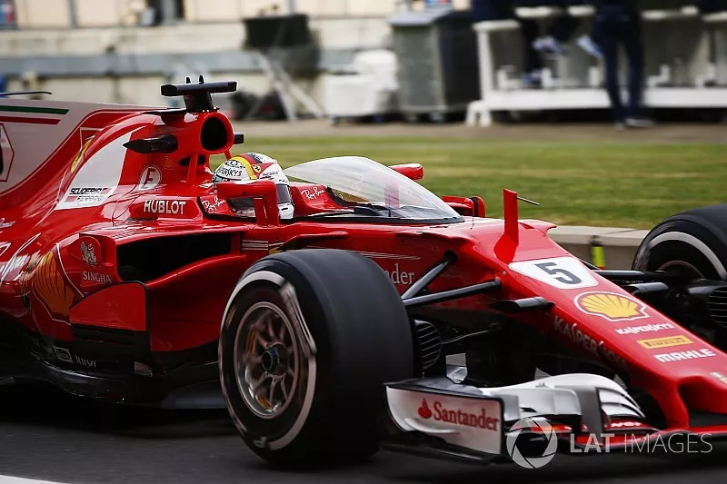 Sebastian Vettel, Ferrari SF70H, with the Shield frontal protection fitted to his car