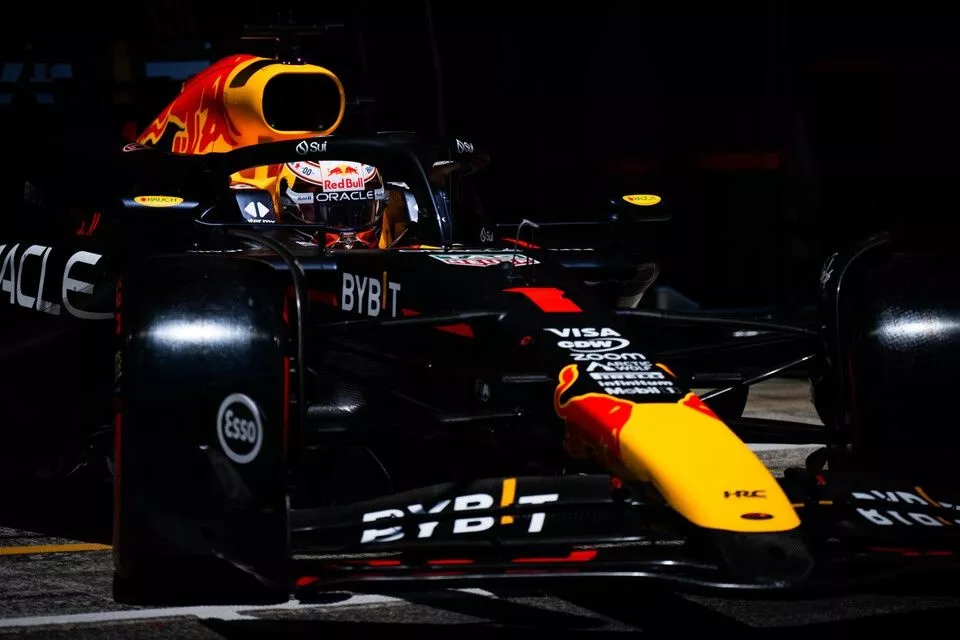 Max Verstappen, Red Bull Racing RB20, leaves the garage