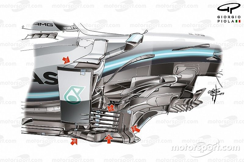 Mercedes AMG F1 W10, barge board