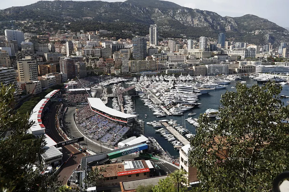 A view of the harbour and grandstands