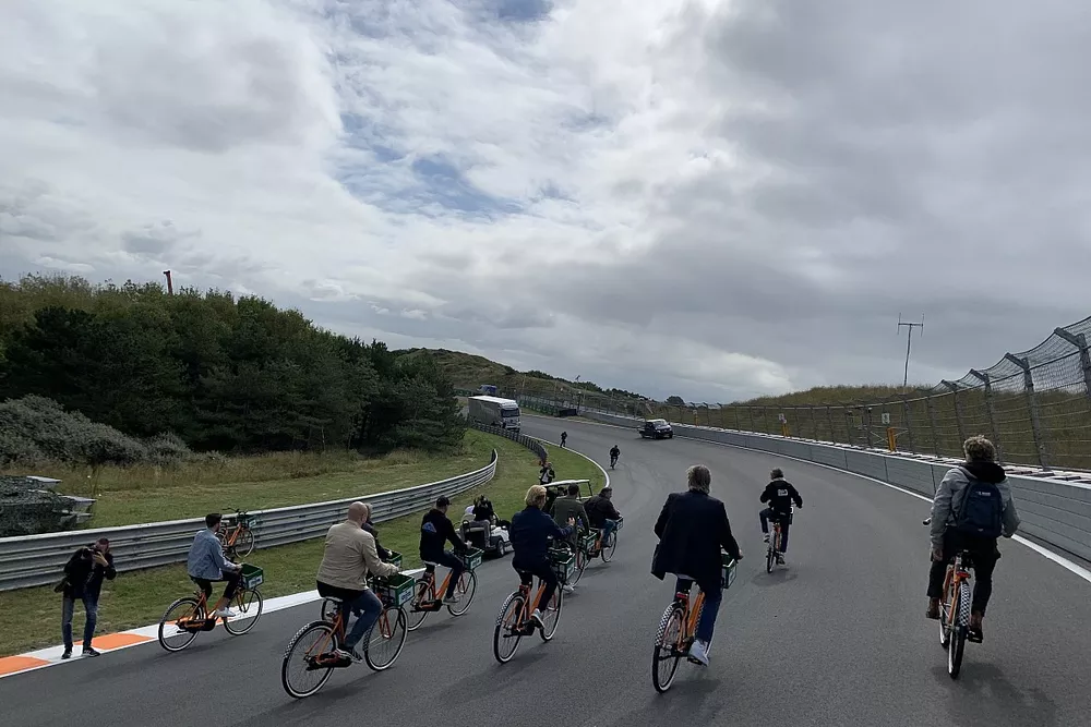 Cycling through the Arie Luyendyk corner at Circuit Zandvoort
