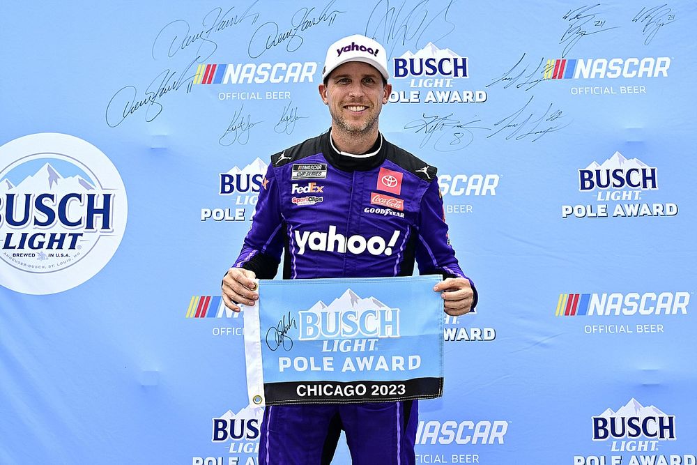 Pole sitter Denny Hamlin, Joe Gibbs Racing, Toyota Camry
