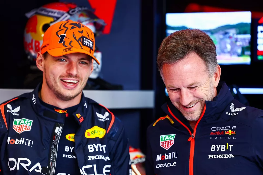 Max Verstappen, Red Bull Racing RB19, Red Bull Racing Team Principal Christian Horner