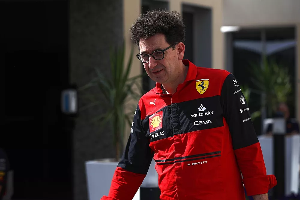 Mattia Binotto, Team Principal, Ferrari, arrives into the paddock