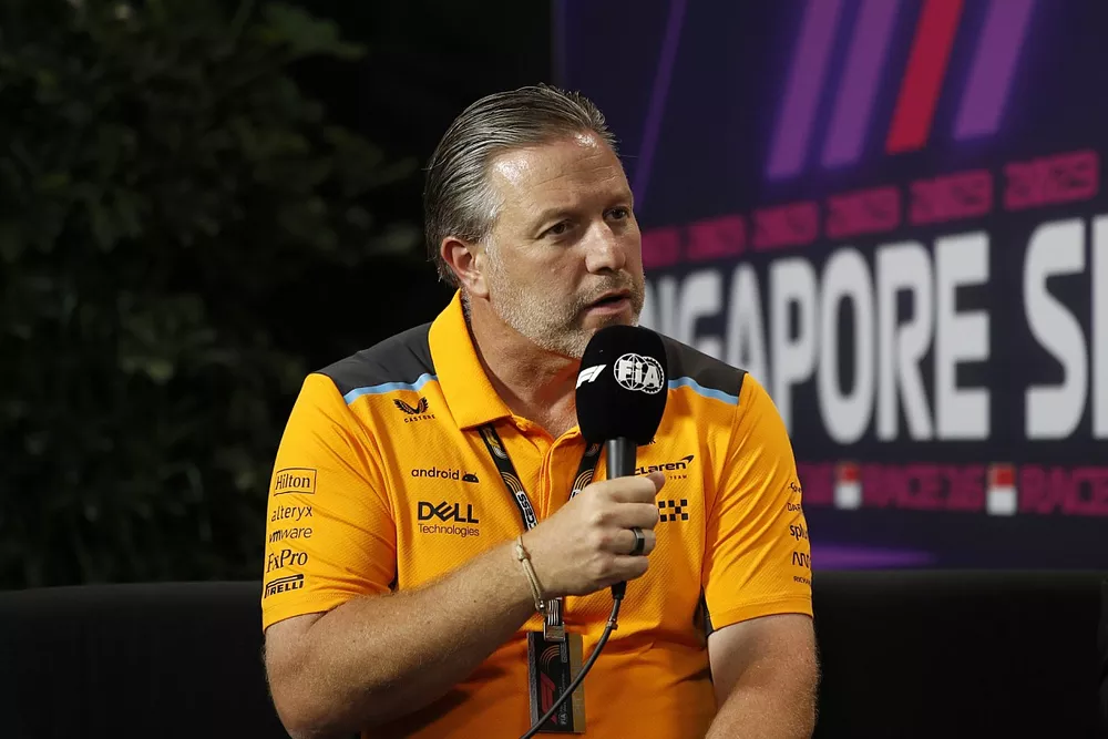 Zak Brown, CEO, McLaren Racing, in the team principals Press Conference