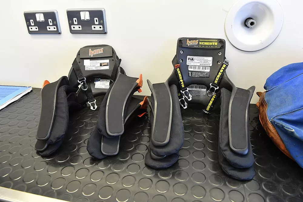 Hans devices in the F1 Experiences  garaje