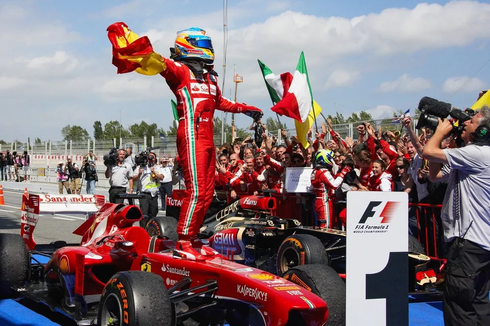 Race winner Fernando Alonso, Ferrari celebrates