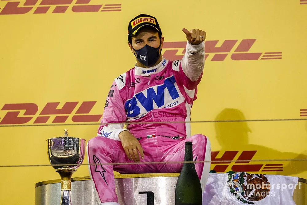 Podio: ganador Sergio P&eacute;rez, Racing Point