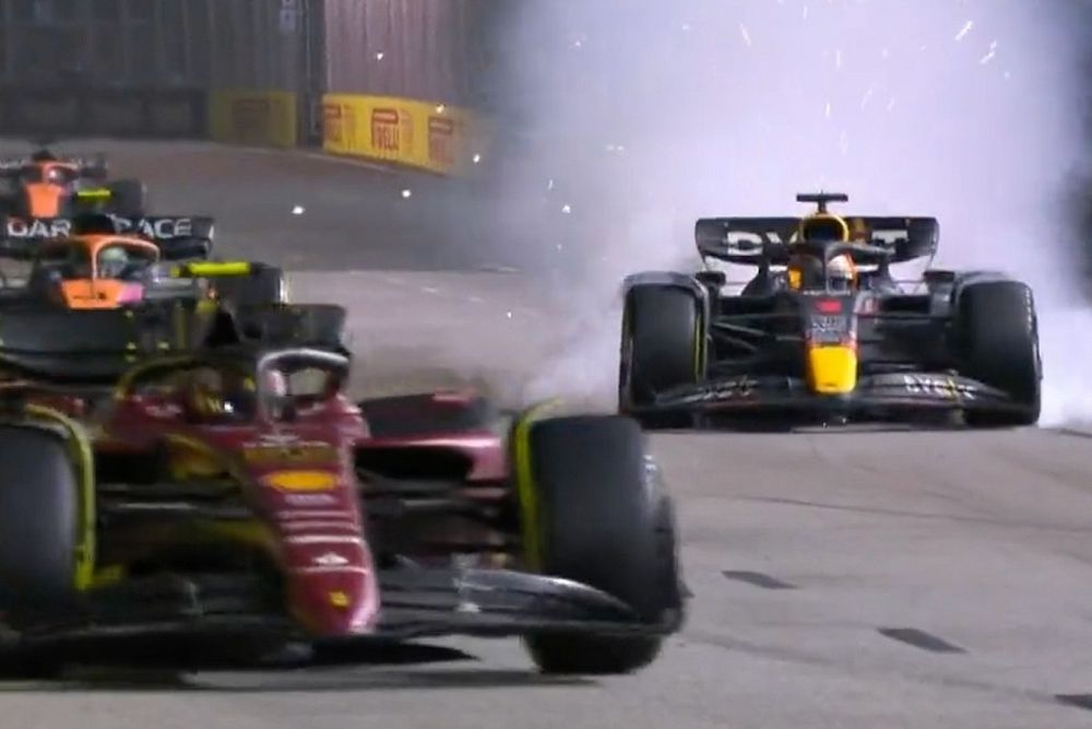 Max Verstappen se pasa de frenada en Singapur