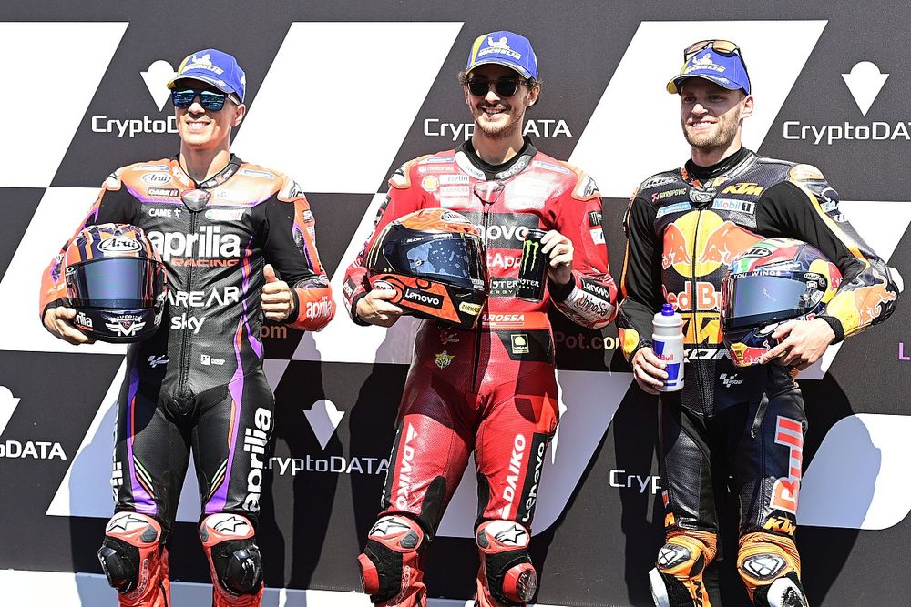 Maverick Vinales, Aprilia Racing Team, Francesco Bagnaia, Ducati Team, Brad Binder, Red Bull KTM Factory Racing