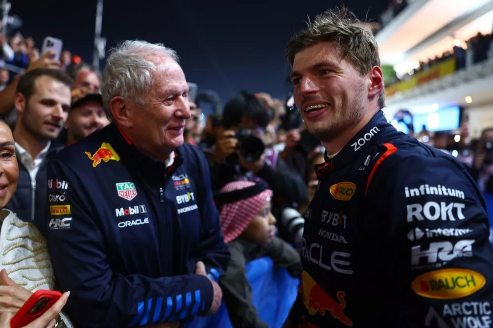 Helmut Marko y Max Verstappen, Red Bull Racing RB20