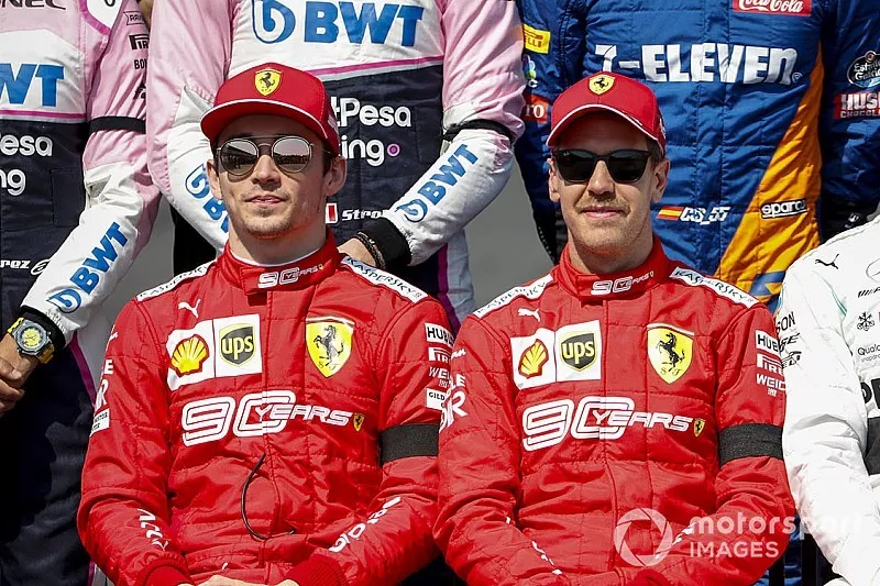 Charles Leclerc, Ferrari, Sebastian Vettel, Ferrari et Lewis Hamilton, Mercedes AMG F1
