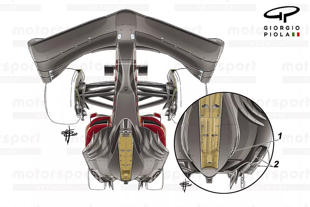 Ferrari F1-75 floor comparison