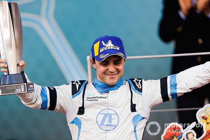 Felipe Massa, Venturi Formula E celebrates 3rd position on the podium