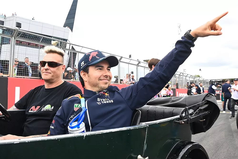 Sergio Perez, Red Bull Racing, on the drivers' parade
