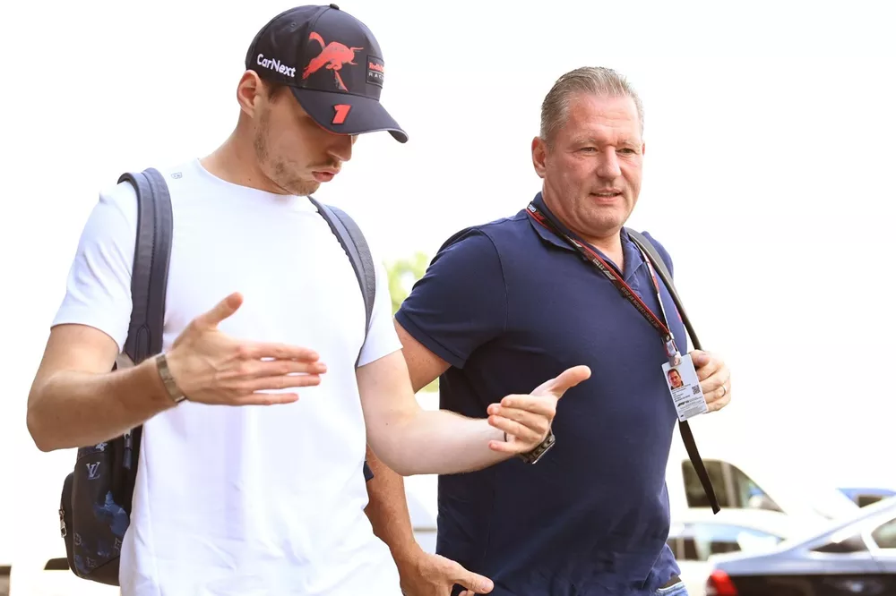 Max Verstappen, Red Bull Racing, con suo padre Jos Verstappen