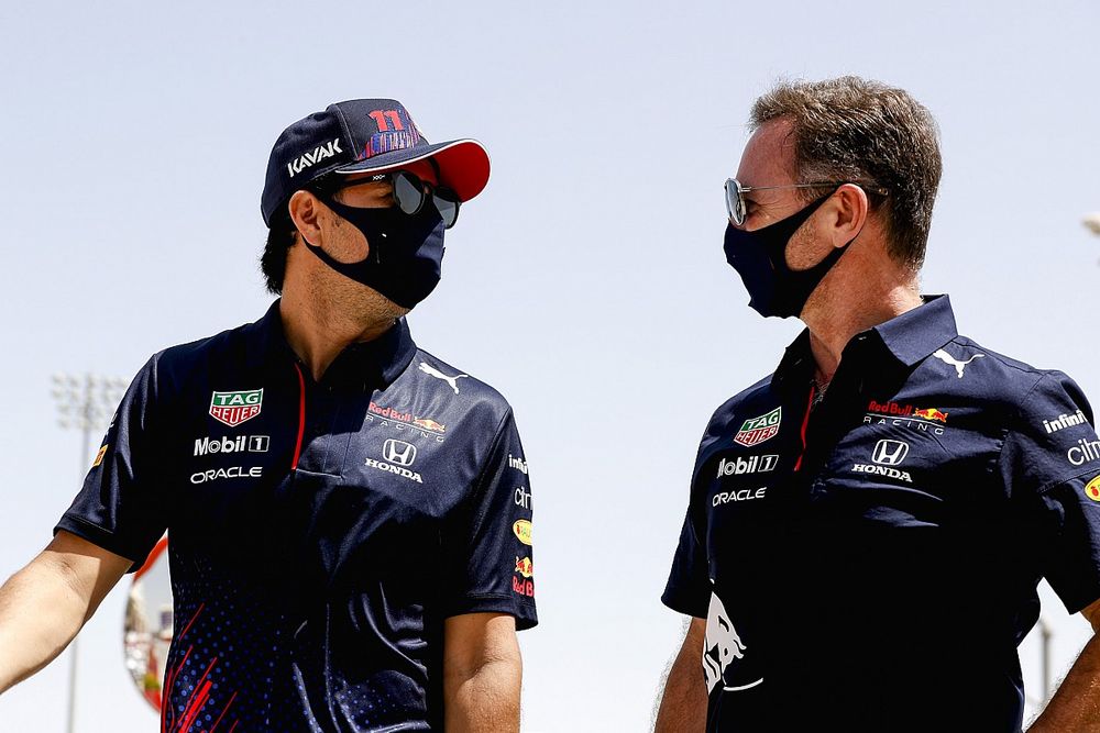 Sergio Perez, Red Bull Racing and Christian Horner, Team Principal, Red Bull Racing 