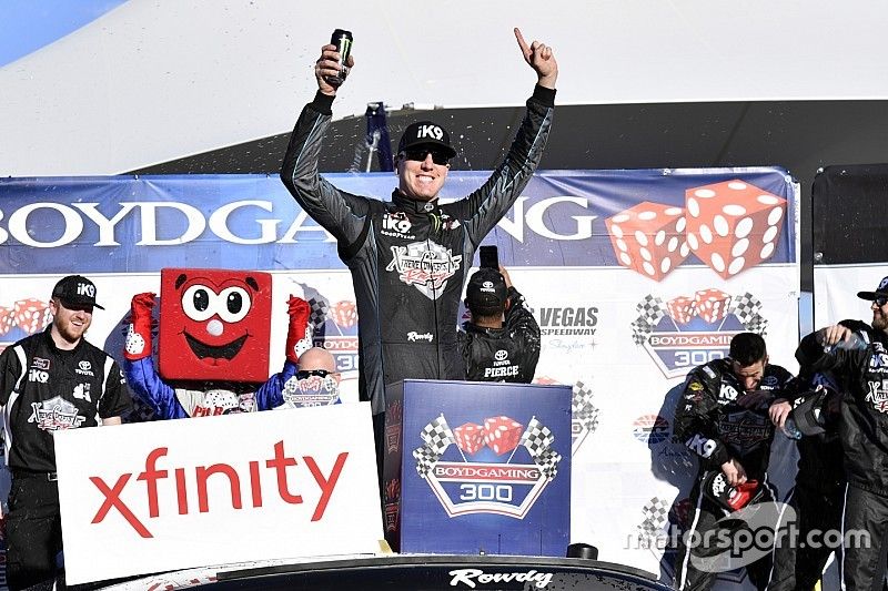 Kyle Busch, Joe Gibbs Racing, Toyota Supra Extreme Concepts/iK9, celebrates his victory