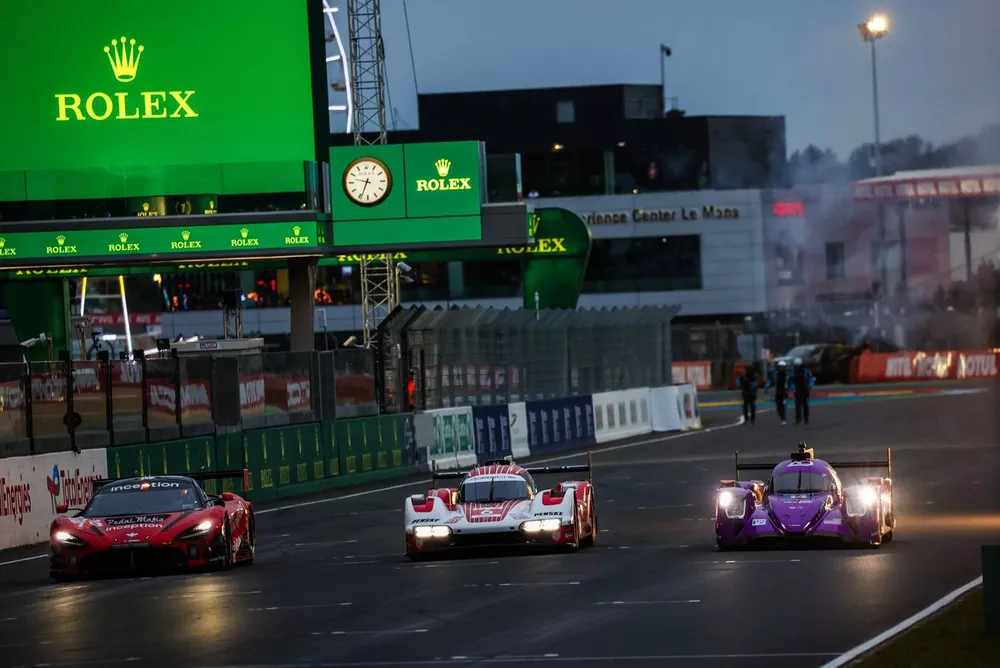 #70 Inception Racing McLaren 720S LMGT3 Evo: Brendan Iribe, Ollie Millroy, Frederik Schandorff, #6 Porsche Penske Motorsport Porsche 963: Kevin Estre, Andre Lotterer, Laurens Vanthoor, #14 AO by TF Oreca 07: Gibson: Pj Hyett, Louis Deletraz, Alex Quinn