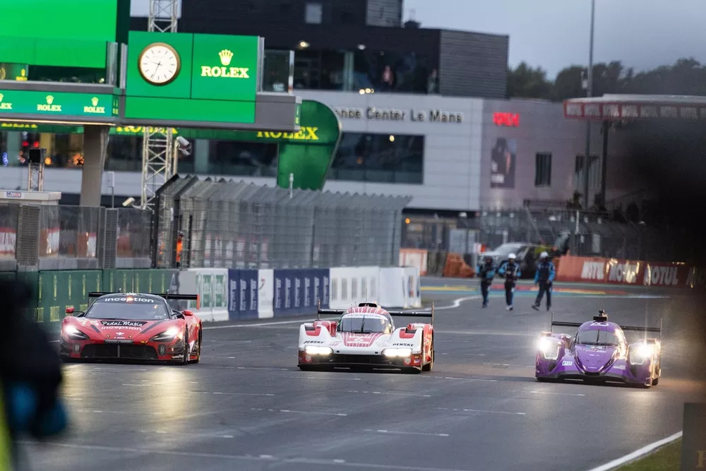 #70 Inception Racing McLaren 720S LMGT3 Evo: Brendan Iribe, Ollie Millroy, Frederik Schandorff, #6 Porsche Penske Motorsport Porsche 963: Kevin Estre, Andre Lotterer, Laurens Vanthoor, #14 AO by TF Oreca 07: Gibson: Pj Hyett, Louis Deletraz, Alex Quinn