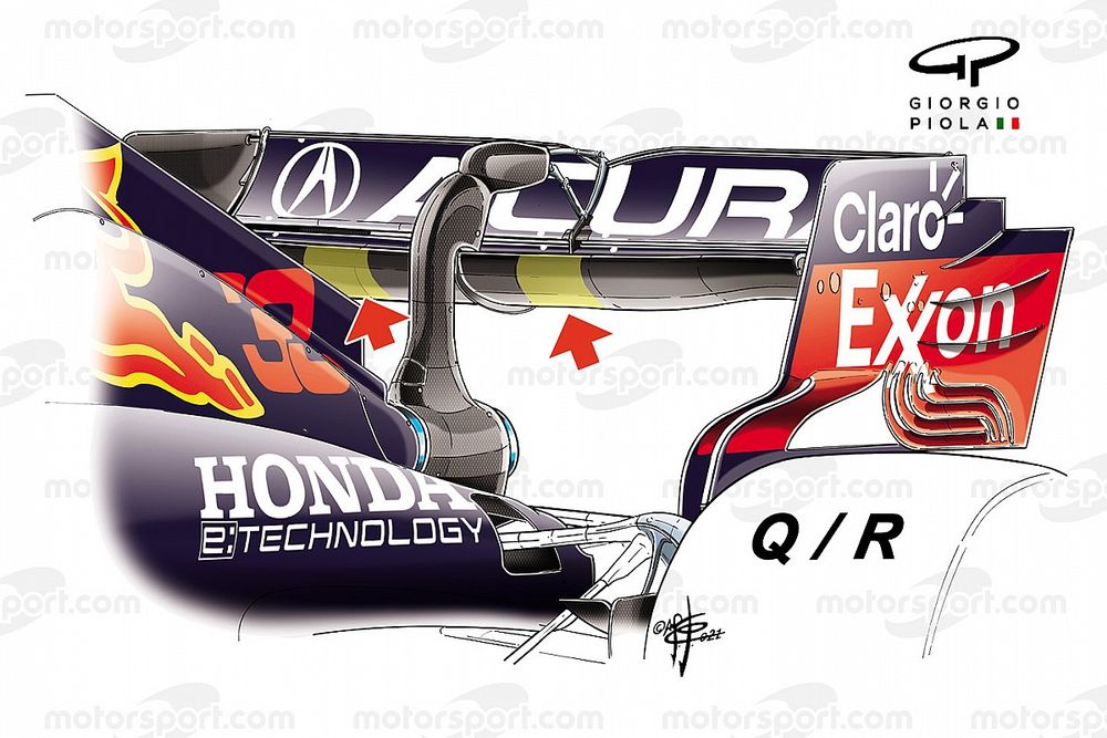 Red Bull Racing RB16B stiffer rear wing