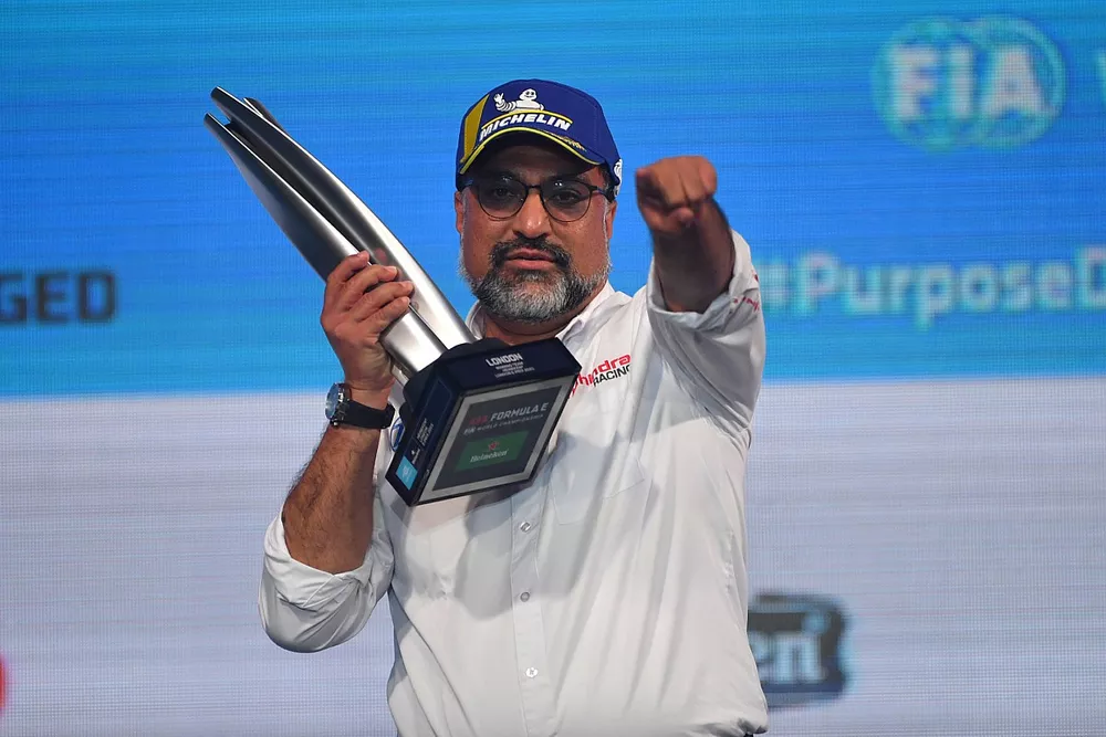 Dilbagh Gill, CEO, Team Principal, Mahindra Racing, with the teams trophy