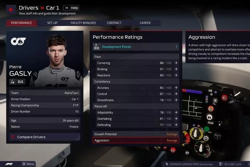 As&iacute; se ve la puntuaci&oacute;n de Pierre Gasly en el F1 MANAGER 2022