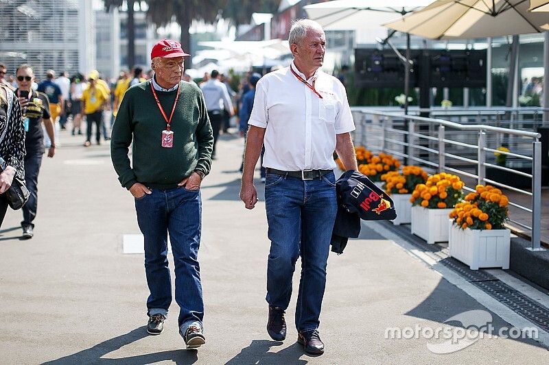 Niki Lauda, Mercedes AMG F1 Non-Executive Chairman and Dr Helmut Marko, Red Bull Motorsport Consulta