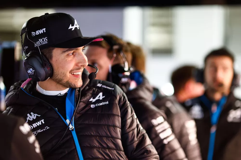 Esteban Ocon, Alpine F1 Team, in the garage