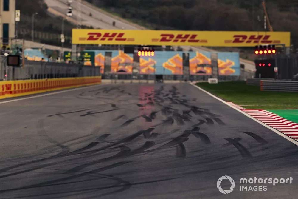 Tyre marks on the track