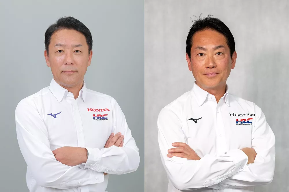 2027年1月1日にHRCの社長を退任する渡辺康治氏（右）と、後任として社長に就任する安田啓一氏（左）