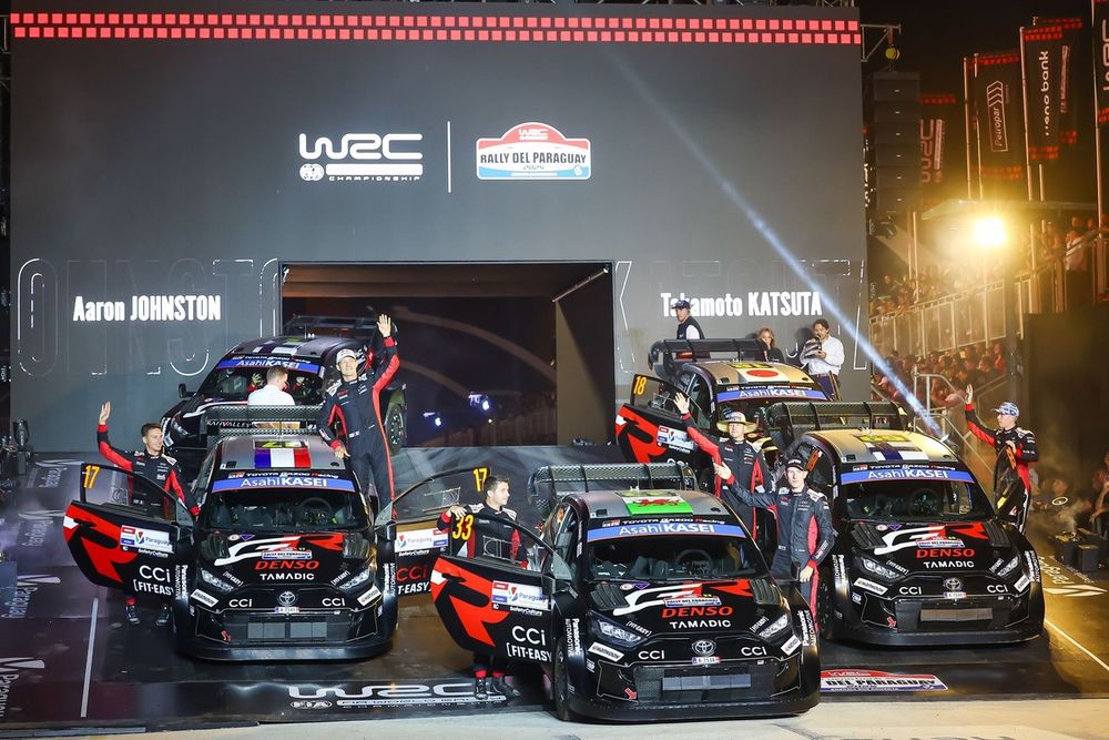 Sébastien Ogier, Vincent Landais, Toyota Gazoo Racing WRT Toyota GR Yaris Rally1, Sami Pajari, Marko Salminen, Toyota Gazoo Racing WRT Toyota GR Yaris Rally1, Elfyn Evans, Scott Martin, Toyota Gazoo Racing WRT Toyota GR Yaris Rally1, Takamoto Katsuta, Aaron Johnston, Toyota Gazoo Racing WRT Toyota GR Yaris Rally1, Kalle Rovanperä, Jonne Halttunen, Toyota Gazoo Racing WRT Toyota GR Yaris Rally1