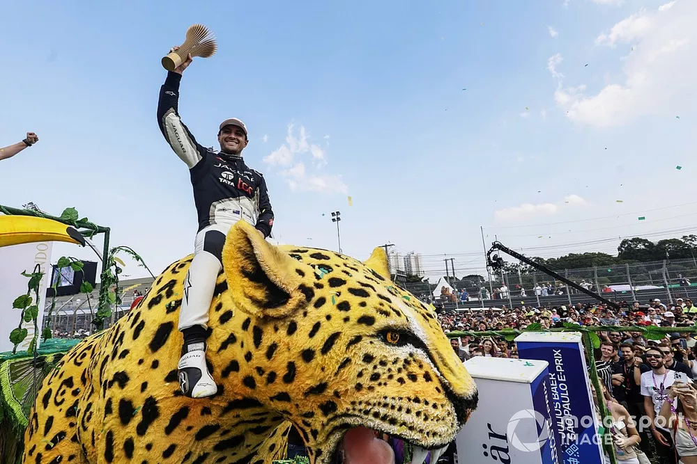 Mitch Evans, Jaguar Racing , 1st position, rides a Jaguar